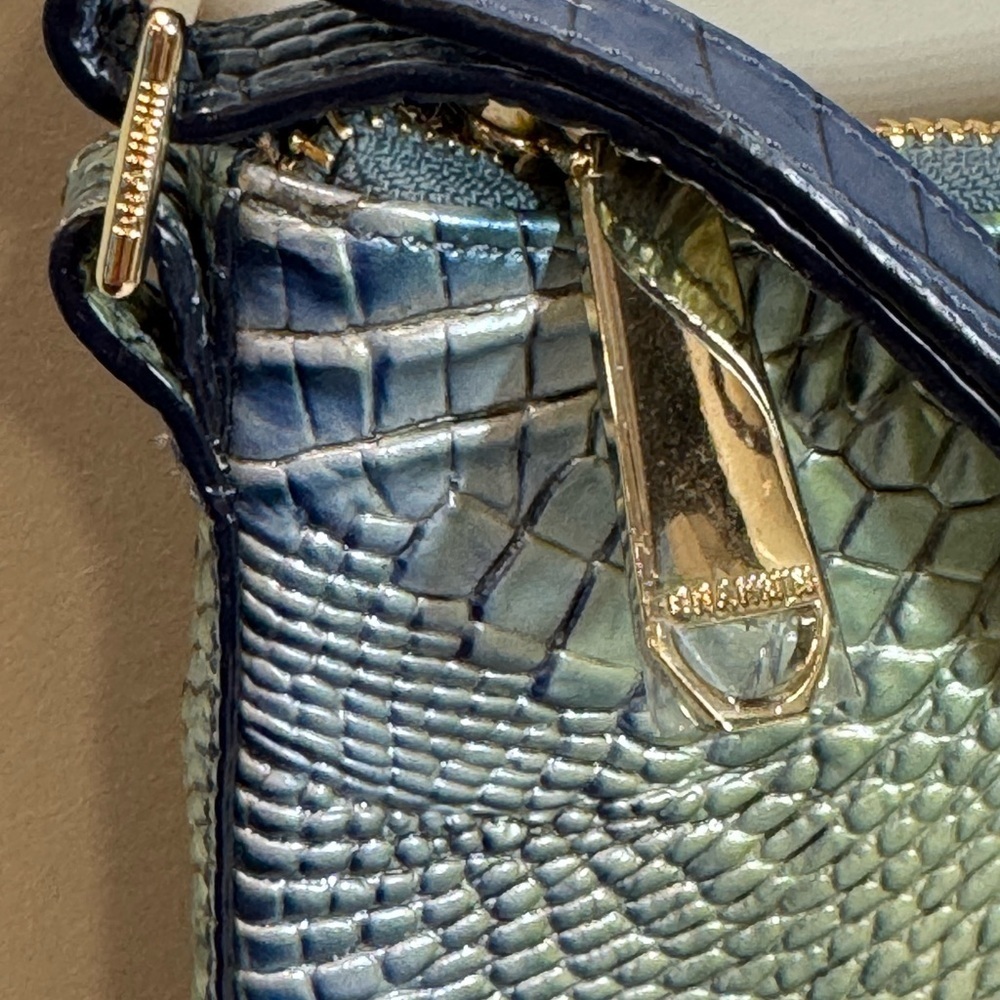 Brahmin Blue Katie Melbourne Teal Ombre Croc-Embossed Shoulder Bag - Picture 14 of 16